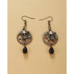 1Pair Halloween Skull Gear Shaped Vintage Drop Earrings