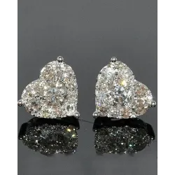 1Pair Heart Shaped Rhinestone Earrings