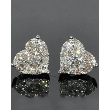 1Pair Heart Shaped Rhinestone Earrings