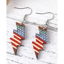 1Pair Independence Day Flag Lightning Shaped Waterdrop Earrings