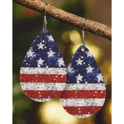 1Pair Independence Day Flag Water Drop Earrings