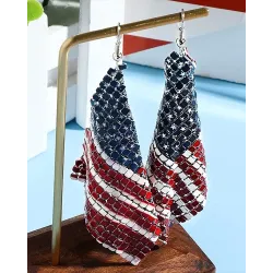 1Pair Independence Day USA Flag Hook Earrings