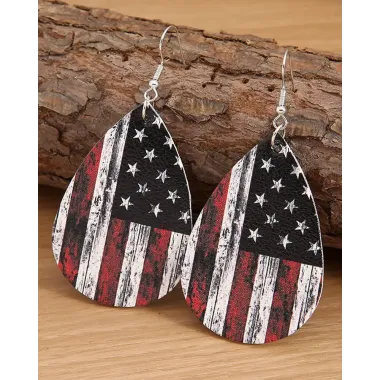 1Pair Independence Day Vintage Flag Waterdrop Earrings