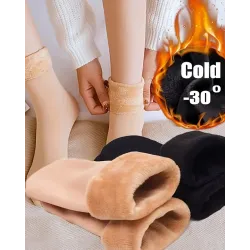 1Pair Lined Winter Thermal Crew Socks