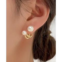 1Pair Pearls Decor Fashion Earrings