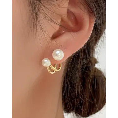 1Pair Pearls Decor Fashion Earrings