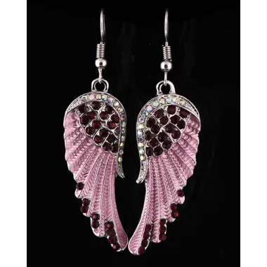 1Pair Rhinestone Angel Wings Dangle Earrings Fine Jewelry