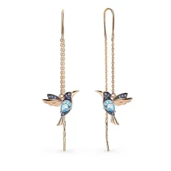 1Pair Rhinestone Bird Pattern Chain Earrings