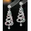 1Pair Rhinestone Hollow Christmas Tree Dangle Earrings