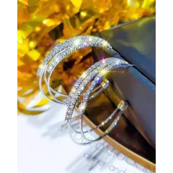 1Pair Sparkling Rhinestone Decor Hoop Earrings