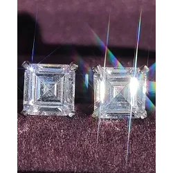 1Pair Square Shaped Crystal Stone Stud Earrings