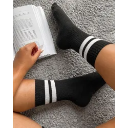 1Pair Striped Casual Crew Socks