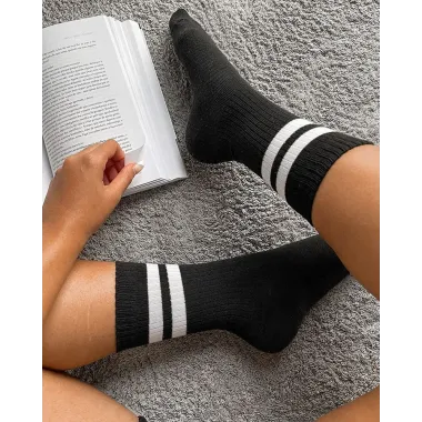 1Pair Striped Casual Crew Socks