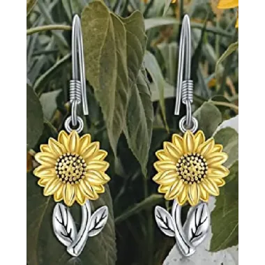 1Pair Sunflower Shaped Hook Drop Earrings