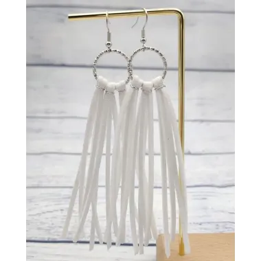 1Pair Tassel Design Hollow Out Hook Earrings