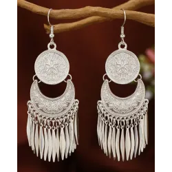 1Pair Vintage Nationality Geometric Tassel Dangle Earrings