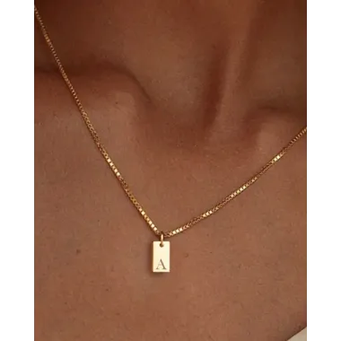 1pc Alphabet Letter Engraved Pendent Necklace