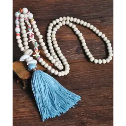 1pc Bohemian Beaded Tassel Design Turquoise Pendant Necklace