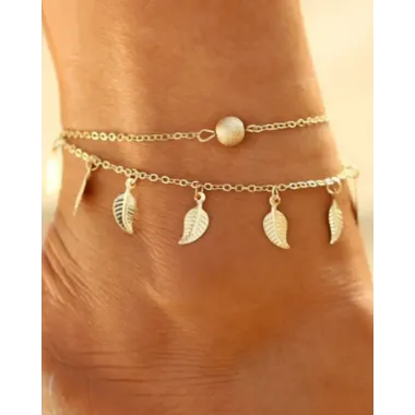 1pc Bohemian Multi-layer Leaf Pendant Beach Chain Anklet