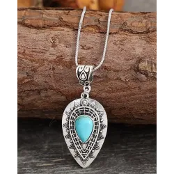 1pc Bohemian Turquoise Waterdrop Pendant Necklace