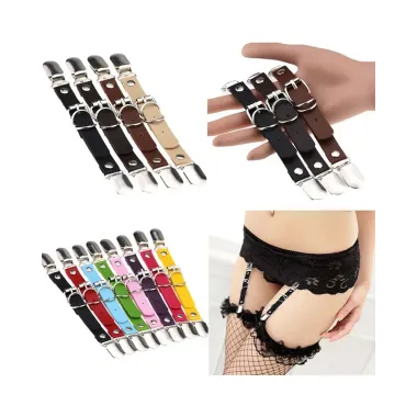 1pc Buckled Studded Stocking Suspender Garter Belt With Duck Bill Clip