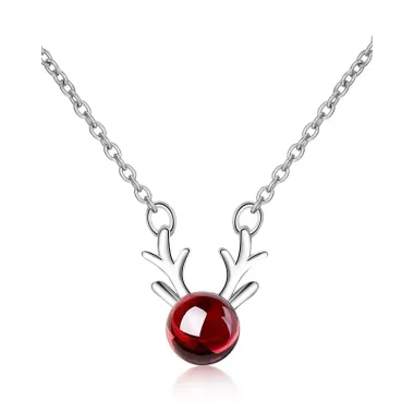 1pc Christmas Elk Shaped Pendant Necklace