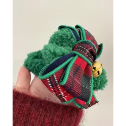 1pc Christmas Plaid Bowknot Jingle Bell Decor Fluffy Hair Claw