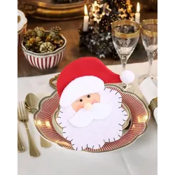 1pc Christmas Santa Claus Silverware Holder Tableware Cutlery Fork Spoon Knives Storage Bag Dinner Table Decorations Party Supplies