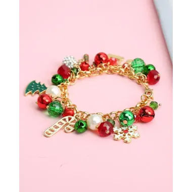 1pc Christmas Tree Jingle Bell Snowflakes Chain Bracelet