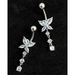 1pc Crystal Butterfly Shaped Drop Belly Ring