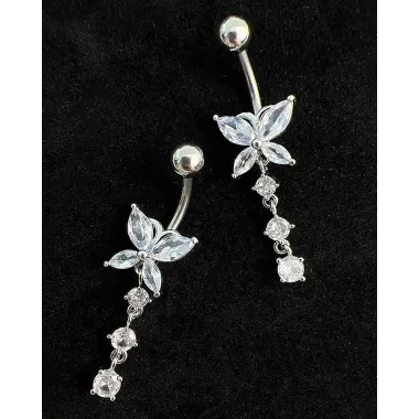 1pc Crystal Butterfly Shaped Drop Belly Ring