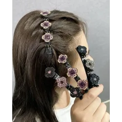 1pc Crystal Floral Pattern Braided Hairpin