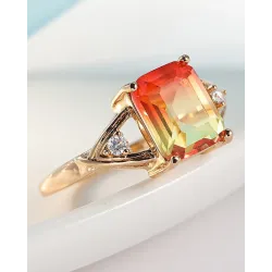 1pc Gradient Color Square Crystal Stone Ring