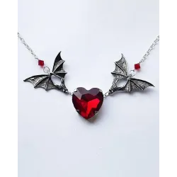 1pc Halloween Gothic Bat Decor Heart Pendant Necklace