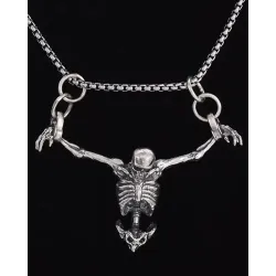 1pc Halloween Hanging Skeleton Pendant Necklace