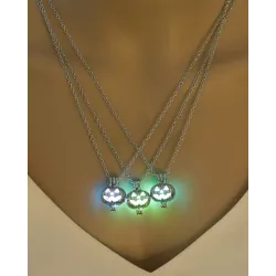 1pc Halloween Luminous Pumpkin Scary Face Pendant Necklace