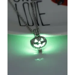 1pc Halloween Luminous Pumpkin Scary Face Pendant Necklace