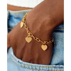 1pc Heart Pendant Hollow Chain Bracelet