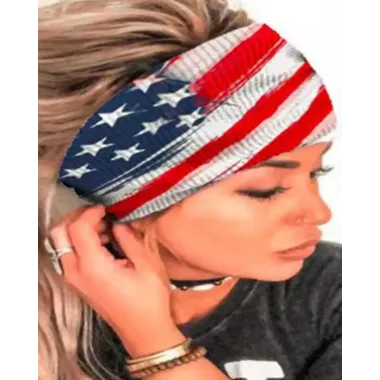 1pc Independence Day Flag Print Wide Yoga Sports Headband