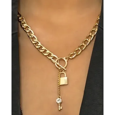 1pc Lock Pendant Chain Necklace