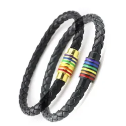 1pc Rainbow Stripe Braided Magnet Bracelet