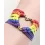 1pc Rainbow Stripe Hollow Out Heart Pattern Braided Multi-layer Leather Bracelet