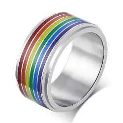 1pc Rainbow Stripe Pride Month Wide Ring