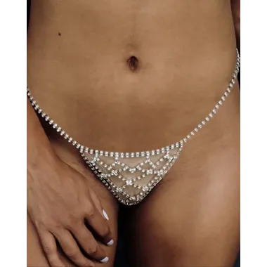 1pc Rhinestone Hollow Out Thong Panty Body Chain