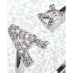 1pc Rhinestone Letter Shaped Opening Ring