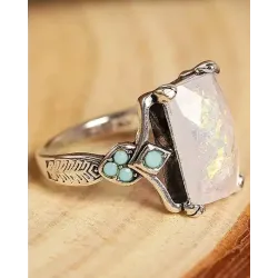 1pc Square Gemstone Vintage Ring