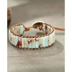 1pc Square Natural Stone Braided Adjustable Strap Bracelet