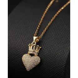 1pc Valentine\'s Day Heart Crown Shaped Pendant Necklace