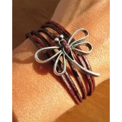 1pc Vintage Dragonfly Shaped Leather Multi-Layer Bracelet