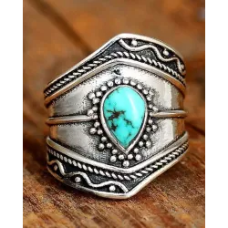 1pc Waterdrop Turquoise Asymmetrical Ring